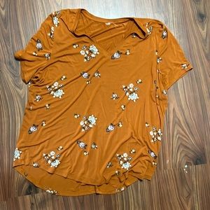 Orange floral soft t shirt